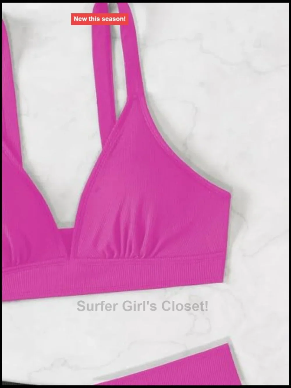 Sexy Ribbed Bikini Set High Waisted V-Cut Cheeky High Leg Longline Swimsuit